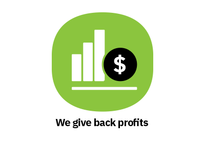We give back profits icon